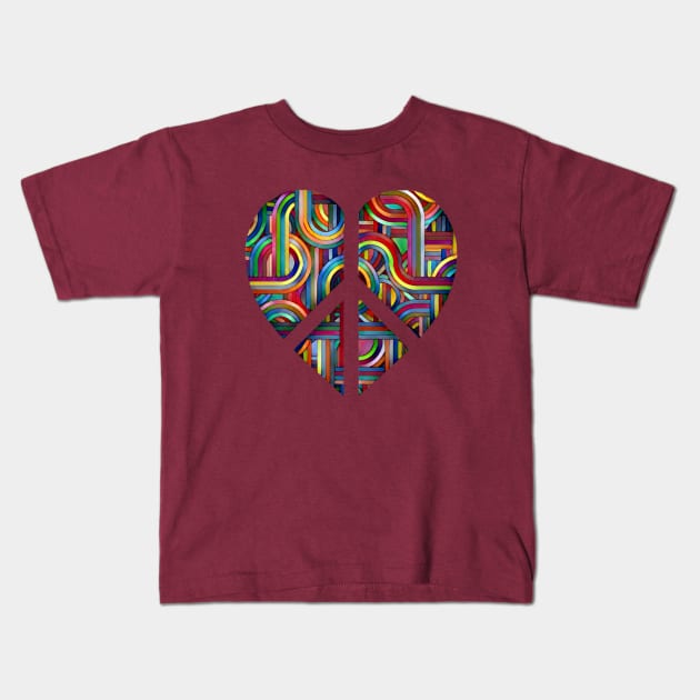 Colorful Abstract Heart-Peace Symbol Kids T-Shirt by AlondraHanley